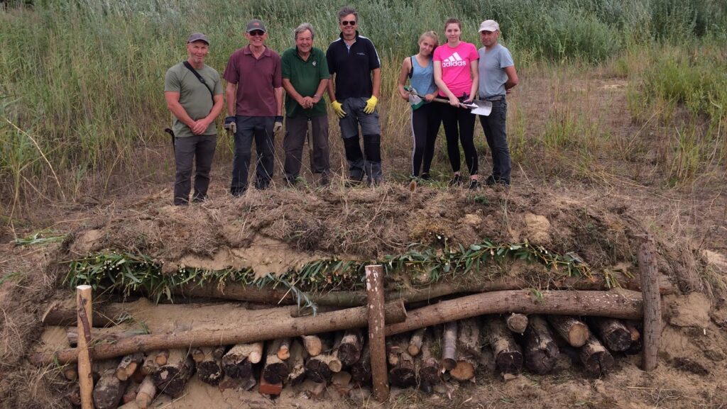 The images shows a hibernacula which is a shelter for newts and grass snakes. It is made by putting earth over logs which give the creatures protected places to shelter