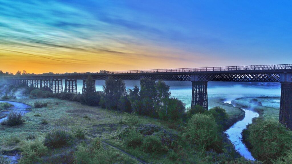 An early morning shot of the viaduct landscape.